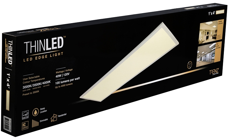 Liteline Forum Series TL-LEDP-14-WH Panel Light, 6250 Lumens, 120 to 347 V, 20 to 40 W, LED Lamp, 50,000 hr Average Life