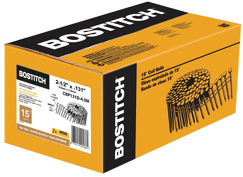 Bostitch C8R131D Framing Nail, 2-1/2 in L, Steel, Coated