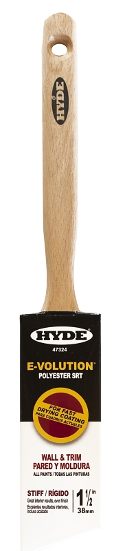 Hyde 47324 Paint Brush, Stiff Brush, 1-1/2 in L Bristle, Polyester Bristle