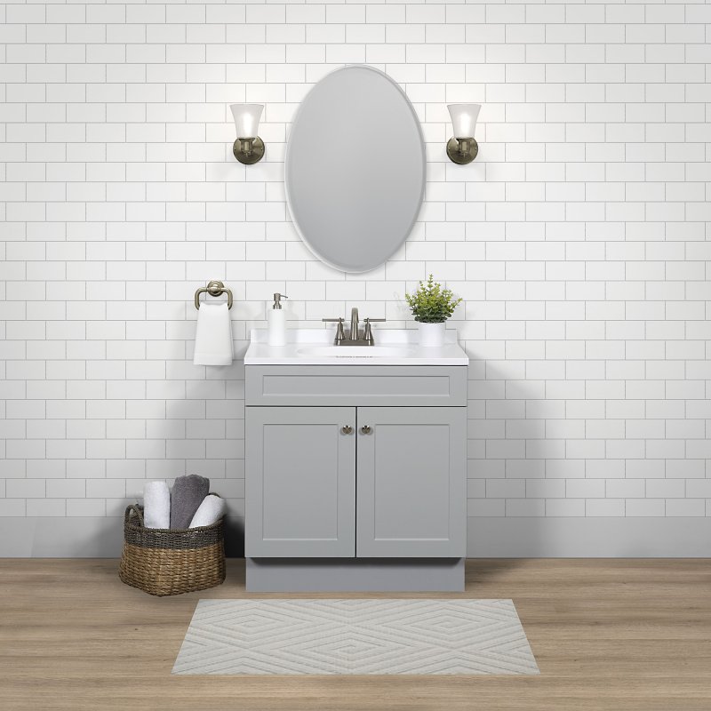 Zenna Home SBC30GY 2-Door Shaker Vanity with Top, 30 in W