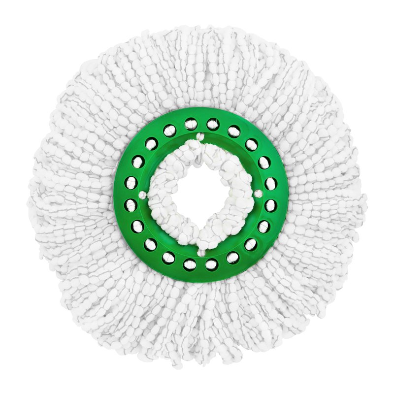 Libman Tornado 5068 Mop Refill, Snap-On, Microfiber, Green/White