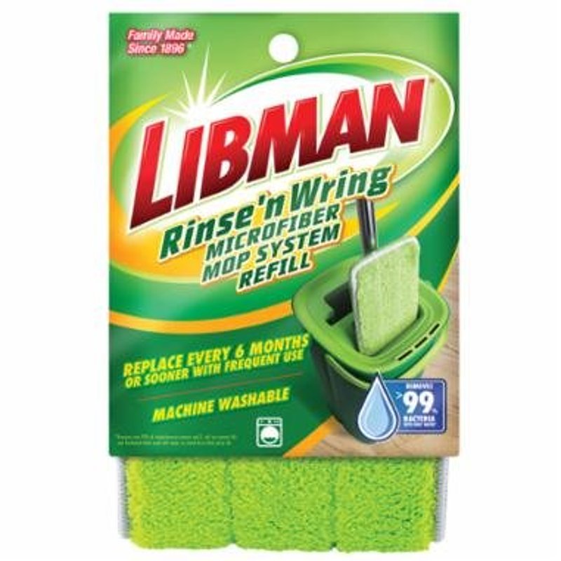 Libman Rinse 'n Wring 5085 Mop Refill, Hook and Loop, Microfiber, Green