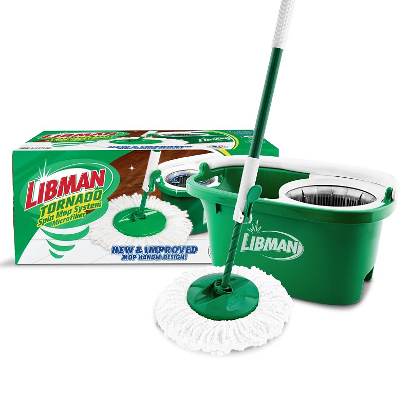 Libman Tornado 5067 Spin Mop System, Metal/Microfiber, Green/White