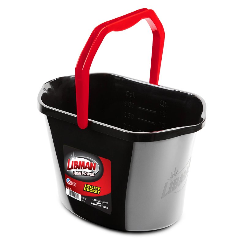Libman 5016 Heavy-Duty Utility Bucket, 3.5 gal, Polypropylene, Black