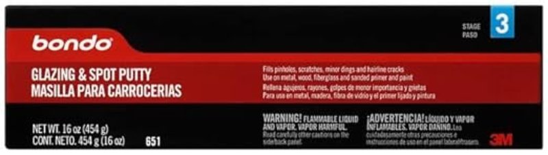 Bondo 651 Glazing/Spot Putty, Paste, Solvent, Green, 16 oz Tube