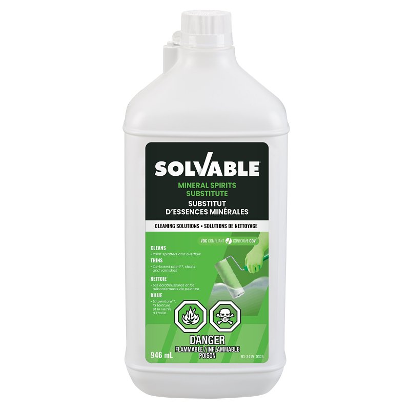Solvable 53-341 Mineral Spirit, Liquid, Hydrocarbon, Clear Yellow, 946 mL