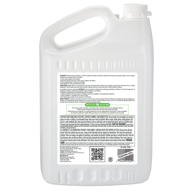Solvable 53-344 Mineral Spirit, Liquid, Hydrocarbon, Clear Yellow, 3.78 L