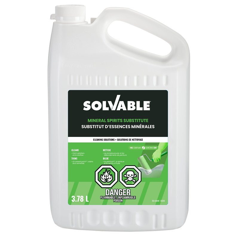 Solvable 53-344 Mineral Spirit, Liquid, Hydrocarbon, Clear Yellow, 3.78 L