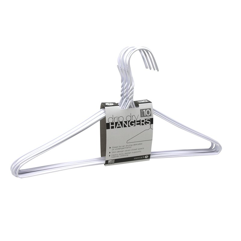Merrick C53611-DH Drip Dry Hanger, White, 10/PK