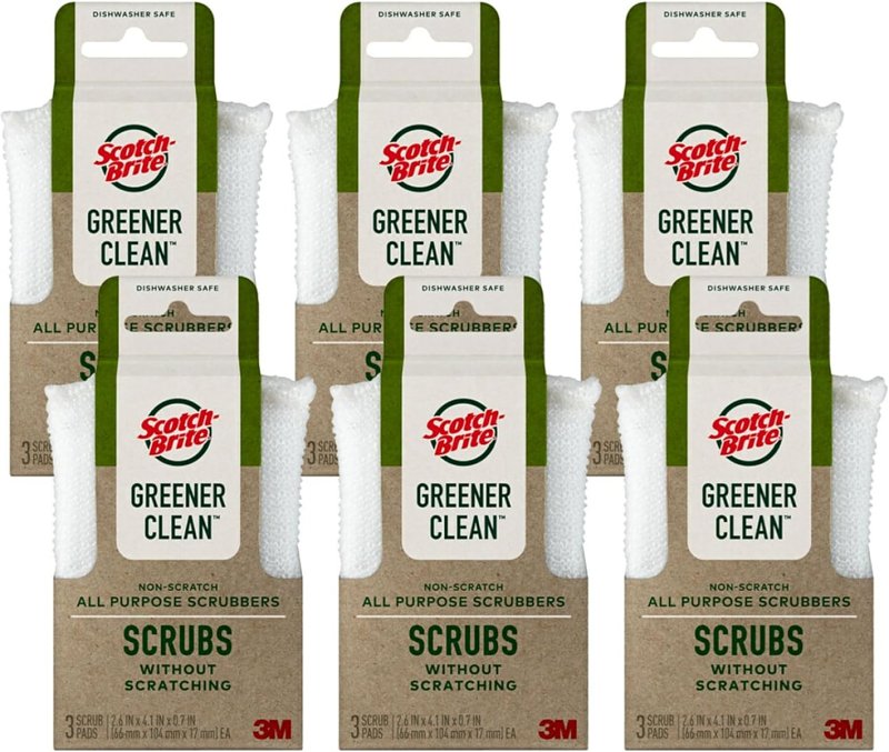 Scotch-Brite Greener Clean Series 92773 Non-Scratch Scrubber, Plastic Abrasive, 4.1 in L, 2.6 in W, Multi-Color