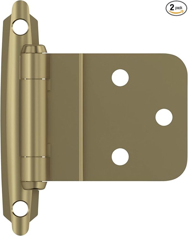 Amerock BPR3428BBZ Cabinet Hinge, 105 deg Hinge Opening, 3/8 in Inset, Self-Closing Close, Golden Champagne