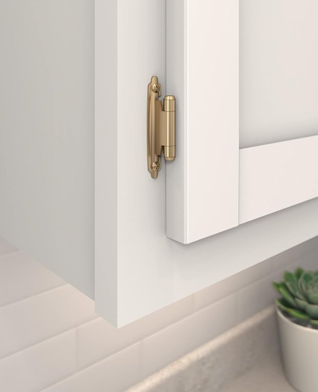 Amerock BPR3428CZ Cabinet Hinge, 105 deg Hinge Opening, 3/8 in Inset, Self-Closing Close, Champagne Bronze