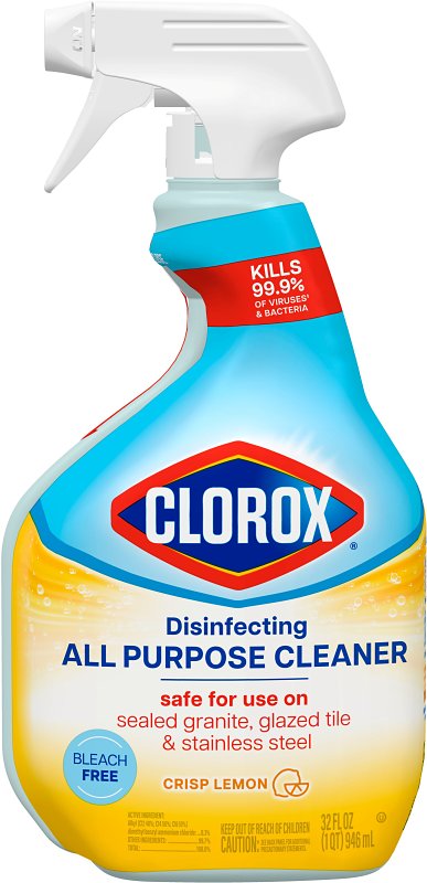 Clorox 60044 Disinfecting All-Purpose Cleaner, 32 oz, Crisp Lemon