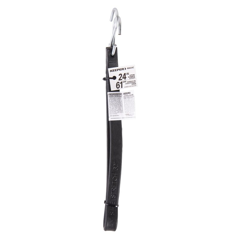 Keeper A06224Z Tarp Strap, 24 in L, EPDM, Black, S-Hook End