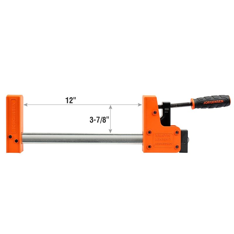 Jorgensen 8012 Jaw Bar Clamp, 1500 lb, 12 in Max Opening Size, 3-7/8 in D Throat, Plastic/Steel Body