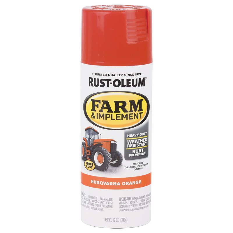 Rust-Oleum 303472 Enamel Spray Paint, Gloss, Husqvarna Orange, 12 oz, Can