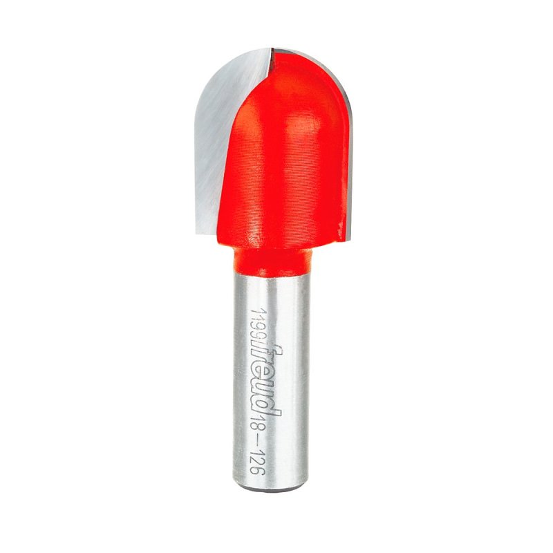 Freud 18-126 Round Nose Bit, 1 in Dia Cutter, 1-9/16 in L Cutting, 2-13/16 in OAL, 1/2 in Dia Shank, 2-Cutter