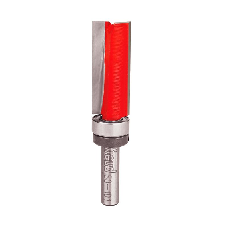 Freud 50-101 Top Bearing Flush Trim Bit, 1/2 in Dia Cutter, 2-1/2 in OAL, 1/4 in Dia Shank, 2-Cutter, Carbide