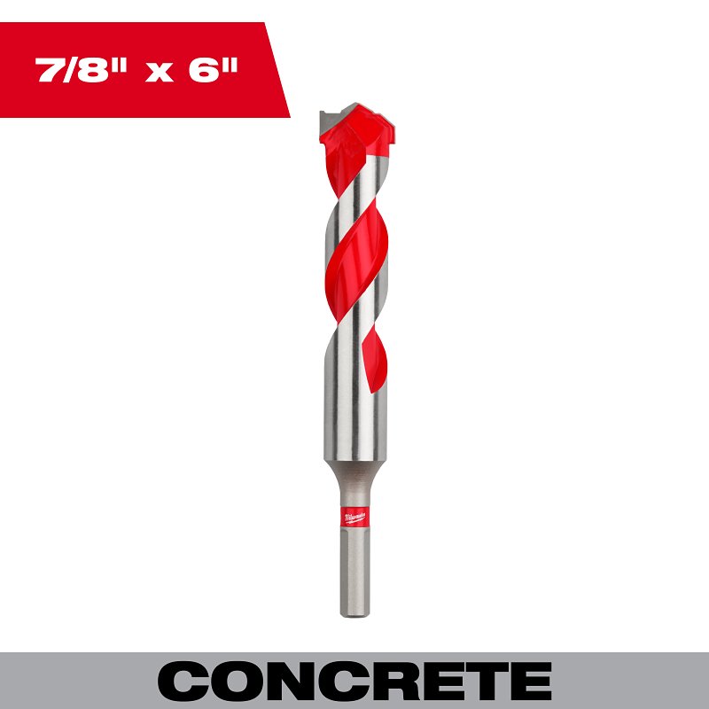 Milwaukee 48-20-9047 Hammer Drill Bit, 7/8 in Dia, 6 in OAL, 3-Flat Shank