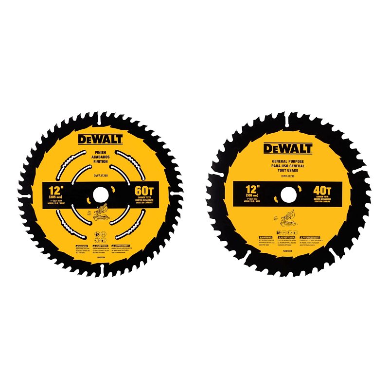 DEWALT DWA112CMB Series Circular Saw Blade Set, Specifications: 1 in Arbor Size, 0.098 in Kerf, 40 Teeth, Carbide, 2/PK