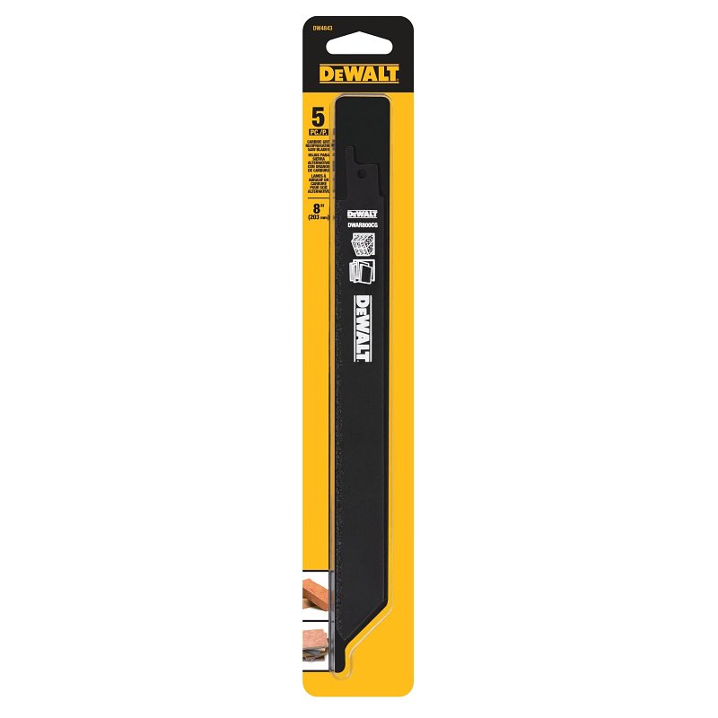 DEWALT DW4843 Series Reciprocating Saw Blade, 3/4 in W, 8 in L, 14 TPI, 5/PK