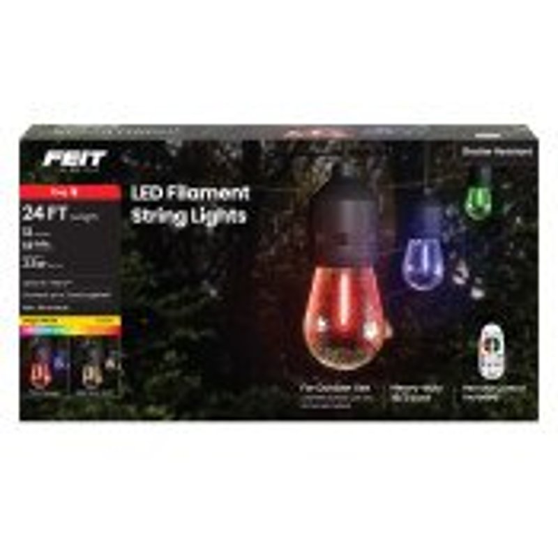 Feit Electric SL24-12/RGBW/WFIL String Light, Classic, 120 V, 3.5 W, 12-Lamp, LED Lamp, 15,000 hr Average Life