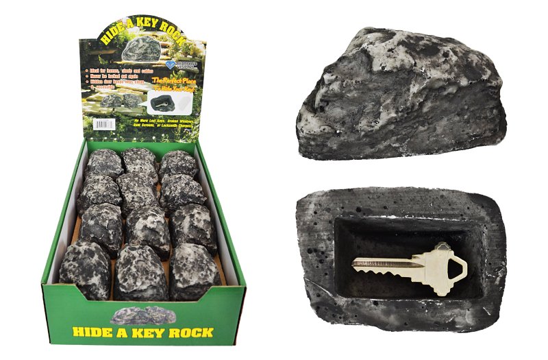 Diamond Visions 01-0766 Hide a Key Rock, Plastic/Resin, Black/Gray, 2-5/8 in W, 3-5/8 in H, 1-3/8 in D