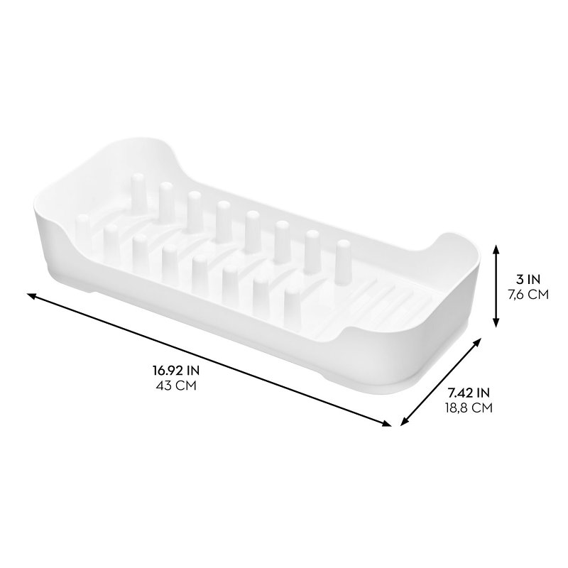 iDESIGN 23043 Dish Rack, 16.92 in L, 7.42 in W, 3 in H, Plastic, White
