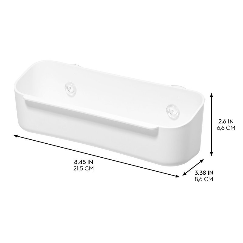 iDESIGN 23042 Sink Caddy, 21.6 cm L, 8.5 cm W, 6.7 cm H, Polypropylene, White, Suction Cup