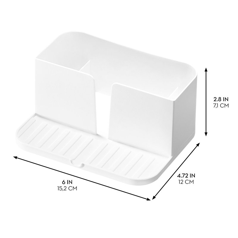 iDESIGN 23038 Sink Caddy, 15.2 cm L, 12 cm W, 7.3 cm H, Polypropylene, White