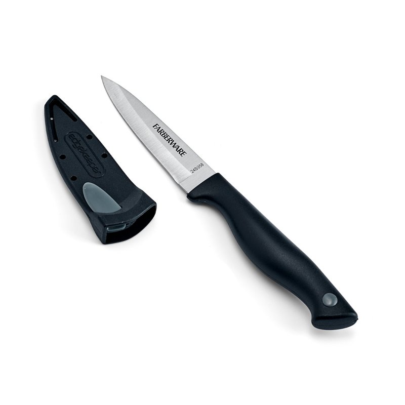 Farberware 5301753 Paring Knife, 3-1/2 in L Blade, High-Carbon Stainless Steel Blade, Polypropylene Handle, Black Handle