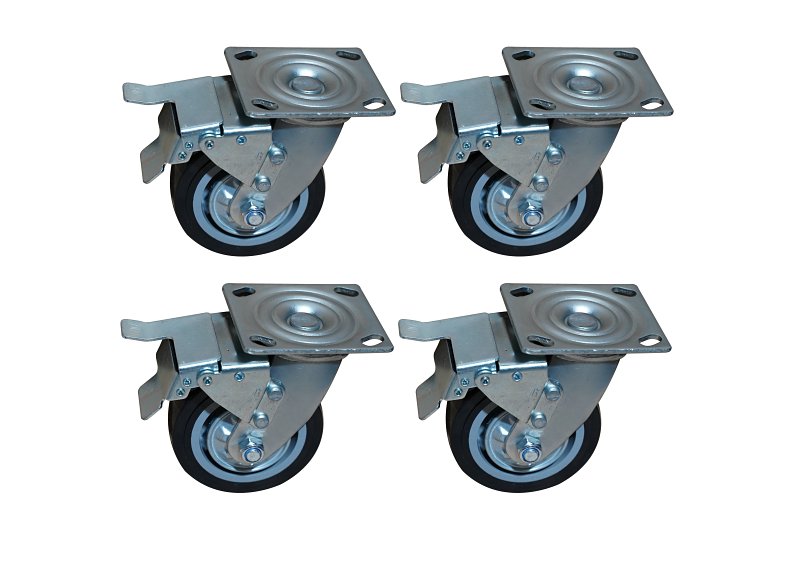 Vulcan YTL-002-742 Caster Set, 5 in Dia Wheel, 2 in Thick Wheel, 300 lbs Load, PU & Steel, Black & Silver