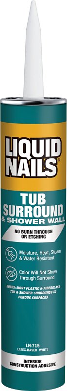 Liquid Nails LN-715 Tub Surround and Shower Adhesive, White, 10 oz Cartridge