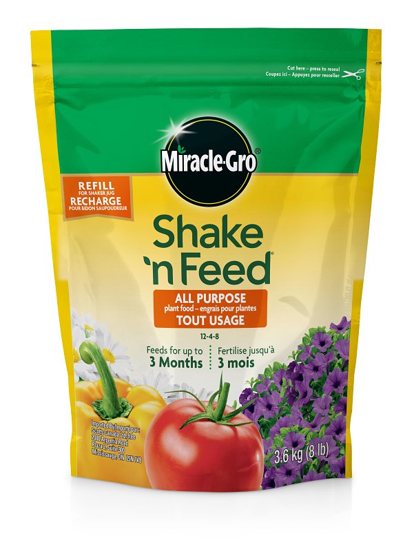 Miracle-Gro 2670304 All-Purpose Plant Food, 8 lb Bag, Granular, 12-4-8 N-P-K Ratio