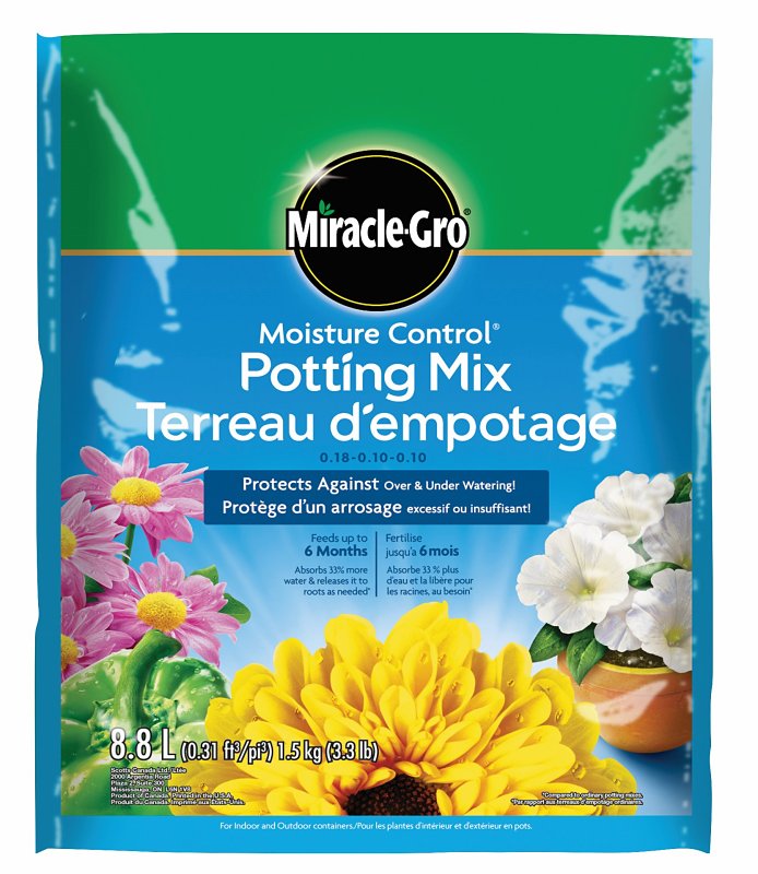 Miracle-Gro 741783 Potting Mix, 8.8 L Bag, Solid, Dark Brown