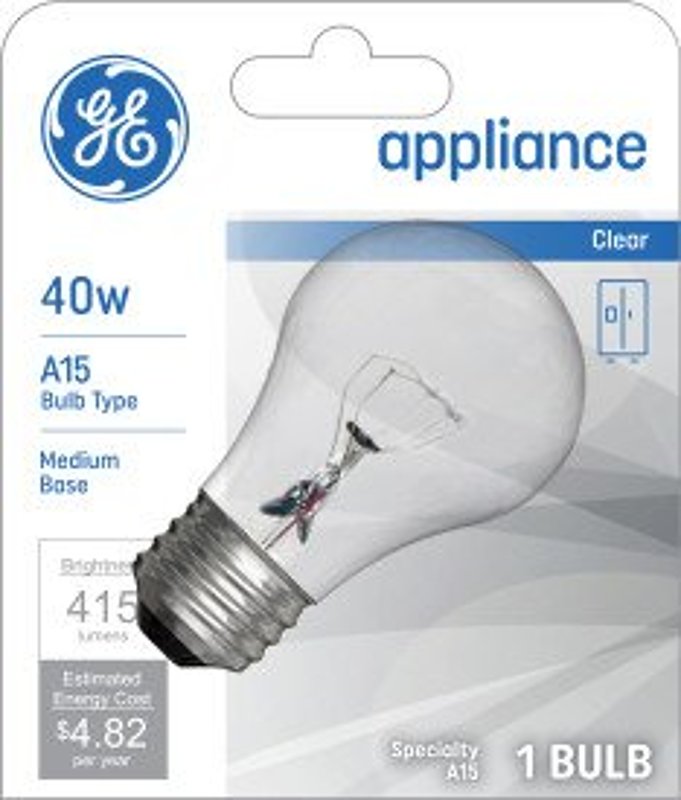 GE 15206 Light Bulb, 40 W, A15 Lamp, E26 Medium Lamp Base, 415 Lumens, 2700 K Color Temp, Soft White Light