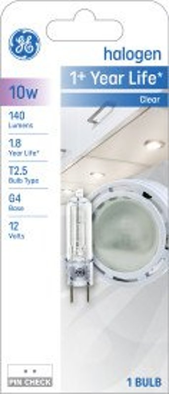 GE 85041 Halogen Bulb, 10 W, T3 Lamp, 140 Lumens