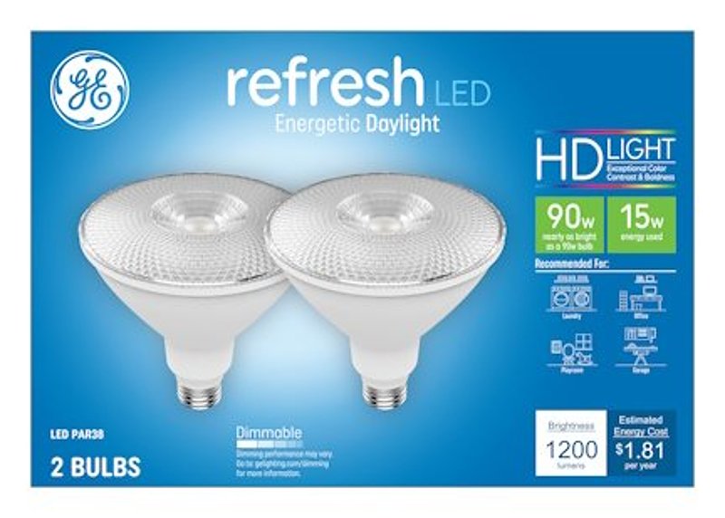 GE Industrial Solutions 45272 LED Bulb, Flood/Spotlight, PAR38 Lamp, E26 Lamp Base, Dimmable, Daylight Light