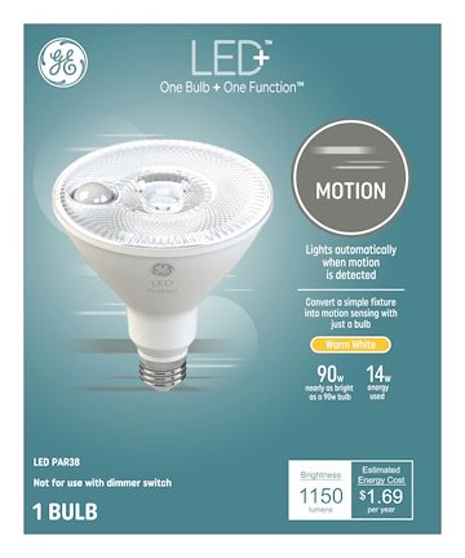 GE 93128971 LED Bulb, PAR38 Lamp, 90 W Equivalent, E26 Medium Lamp Base, Frosted, Warm White Light