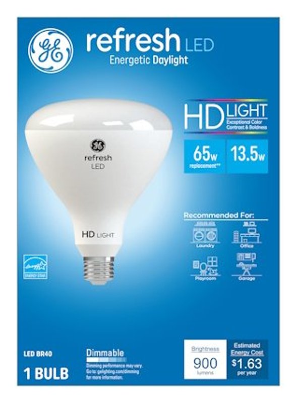 GE 49527 LED Bulb, Flood/Spotlight, BR40 Lamp, 85 W Equivalent, E26 Lamp Base, Dimmable, Daylight White Light