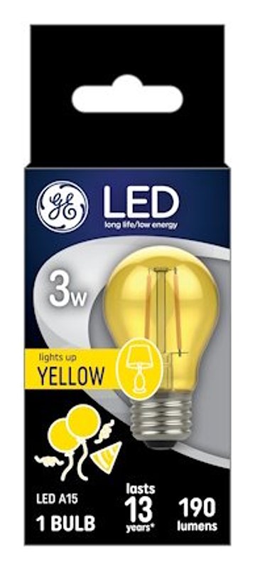 GE 93116860 LED Bulb, A15 Lamp, 25 W Equivalent, Medium Lamp Base, Warm White Light, 2700 K Color Temp