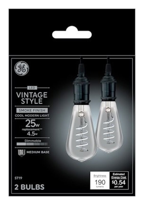 GE 93123799 LED Bulb, ST19 Lamp, 25 W Equivalent, E26 Medium Lamp Base, Dimmable, Soft White Light, 2700 K Color Temp