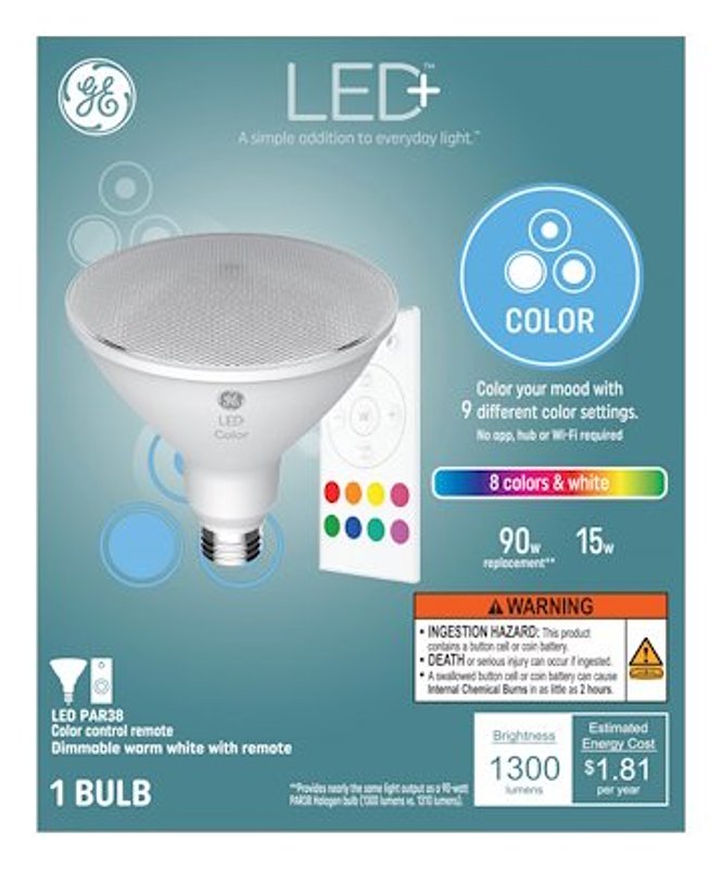 GE 93128353 Flood Light, PAR38 Lamp, 90 W Equivalent, Medium Lamp Base, Full Spectrum Light, 2700 K Color Temp