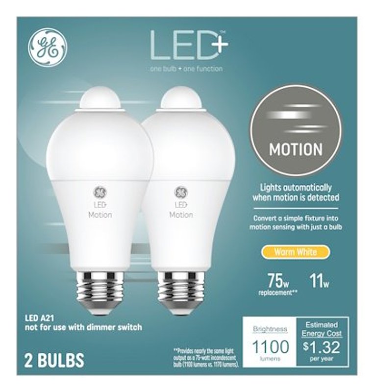 GE 93129313 LED Light Bulb, General-Purpose, A21 Lamp, 75 W Equivalent, E26 Medium Lamp Base, White, Warm White Light