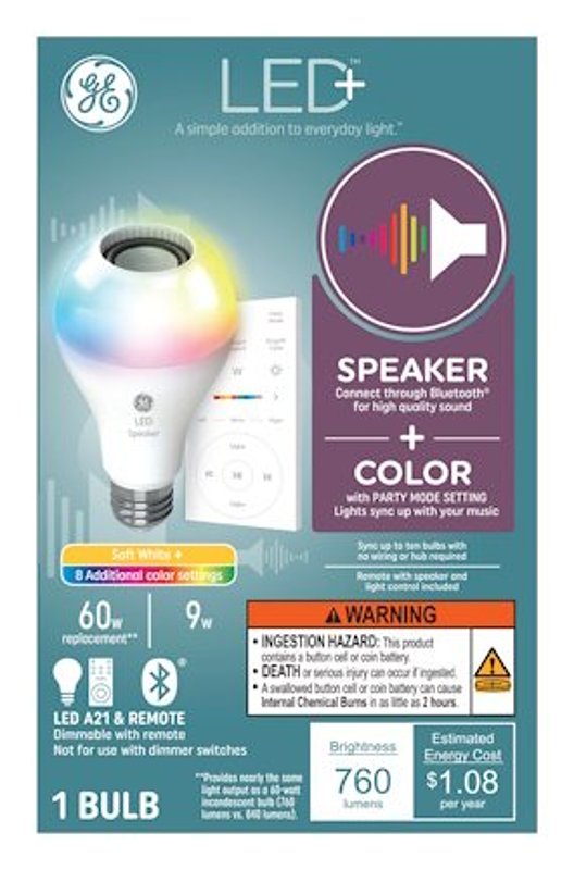 GE 93129723 LED Bulb, A21 Lamp, 60 W Equivalent, Medium Lamp Base, Dimmable, Soft White, 2700 K Color Temp