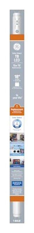 GE 93129782 Color Select LED Light Bulb, T8 Lamp, Medium Bi-Pin Lamp Base, Frost, Cool White/Daylight/Sunshine Light