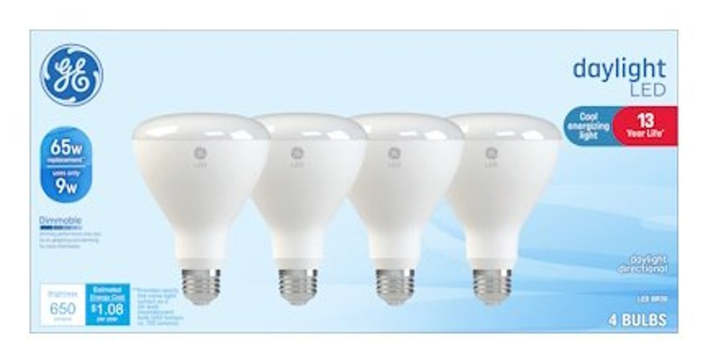 GE 93130063 LED Bulb, R30 Lamp, 65 W Equivalent, Medium Lamp Base, Dimmable, Daylight, 5000 K Color Temp