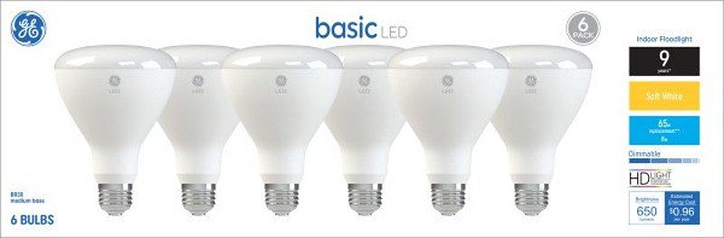 GE 46975 LED Light Bulb, Spot and Flood, BR30 Lamp, 65 W Equivalent, E26 Medium Screw-In Lamp Base, Yes, Frosted