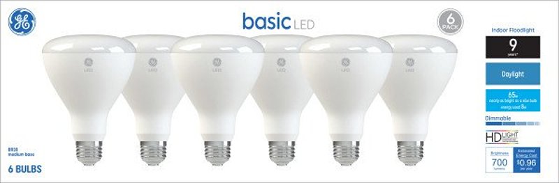 GE 46976 LED Light Bulb, Spot and Flood, BR30 Lamp, 65 W Equivalent, E26 Medium Screw-In Lamp Base, Yes, Frosted