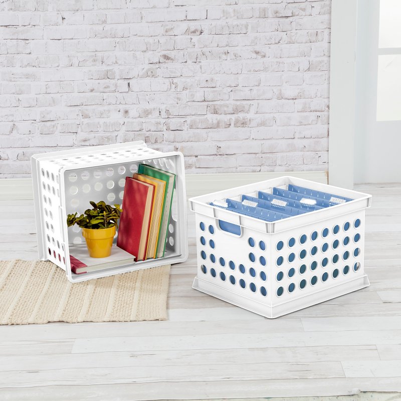 Sterilite 16940806 Storage Crate, 3 qt, Polypropylene, White, 15-5/8 in L, 13-3/4 in W, 10-5/4 in H